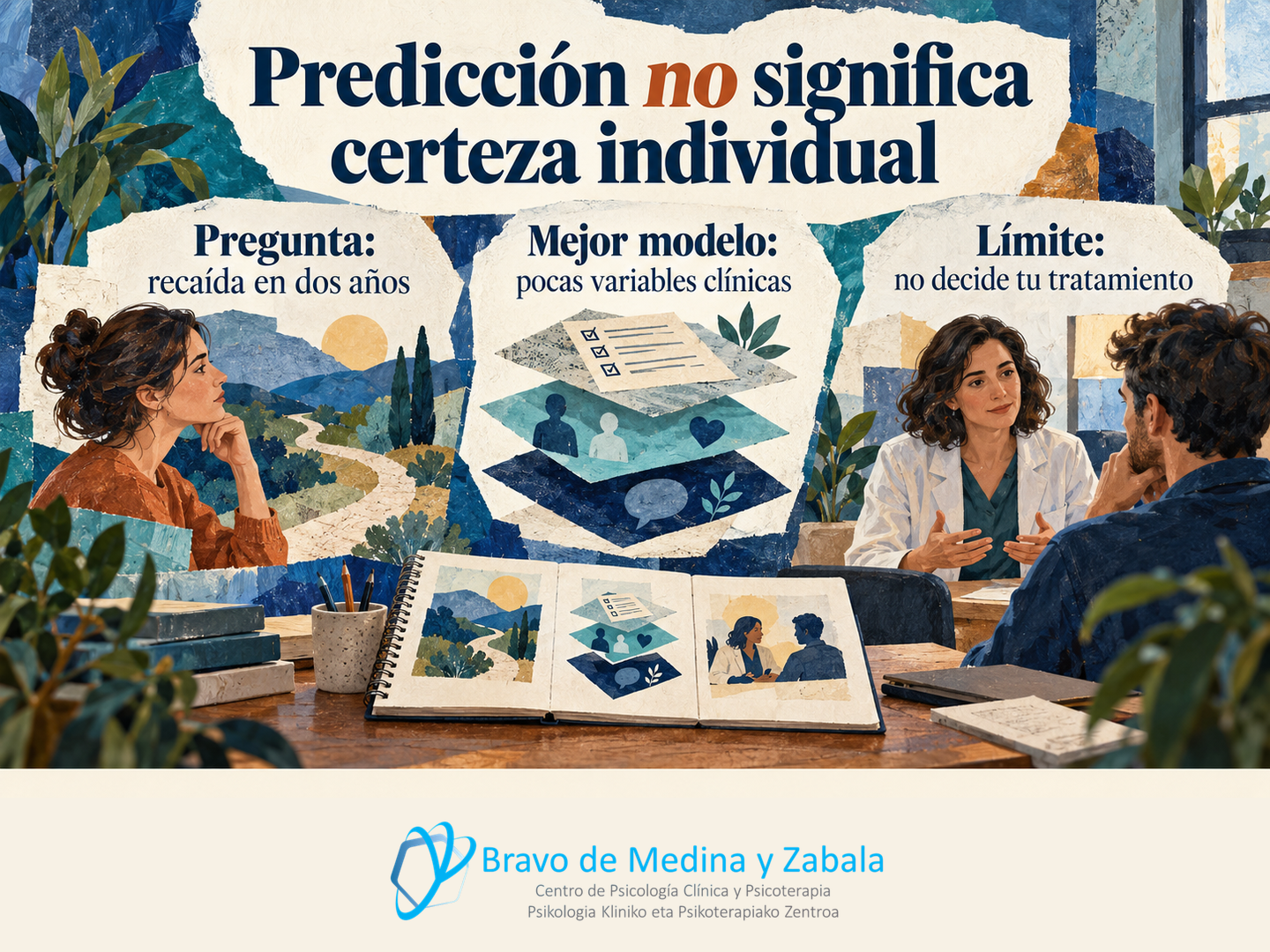 Predicción de recaída a dos años: mejor modelo basado en pocas variables clínicas y límite para decisiones individuales.